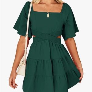 Teal green flirty flowing  summer Dress